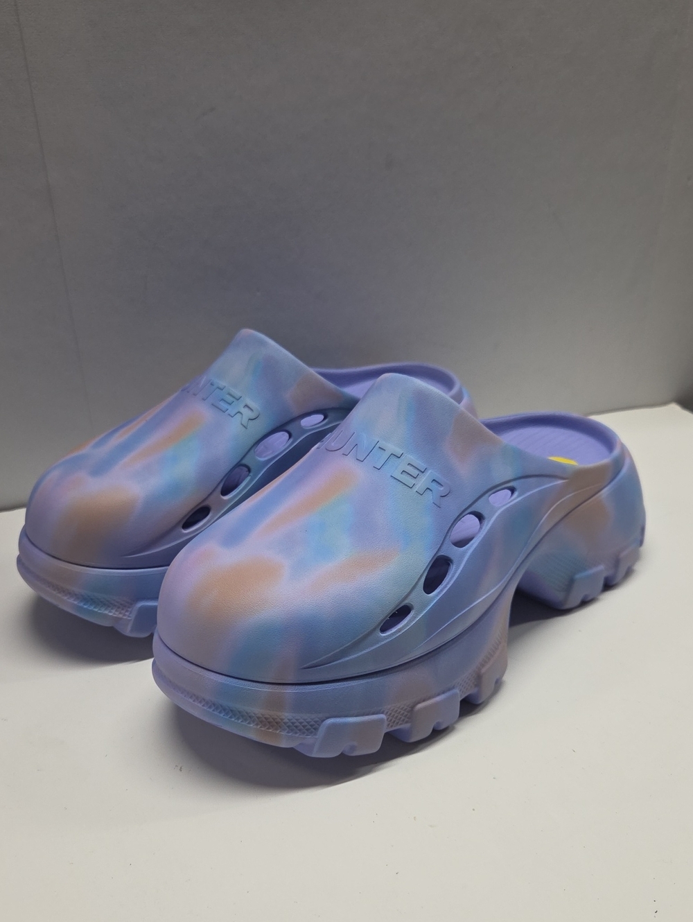 Hunter Lavender and Pastel Tie-Dye Platform Clogs Size 9